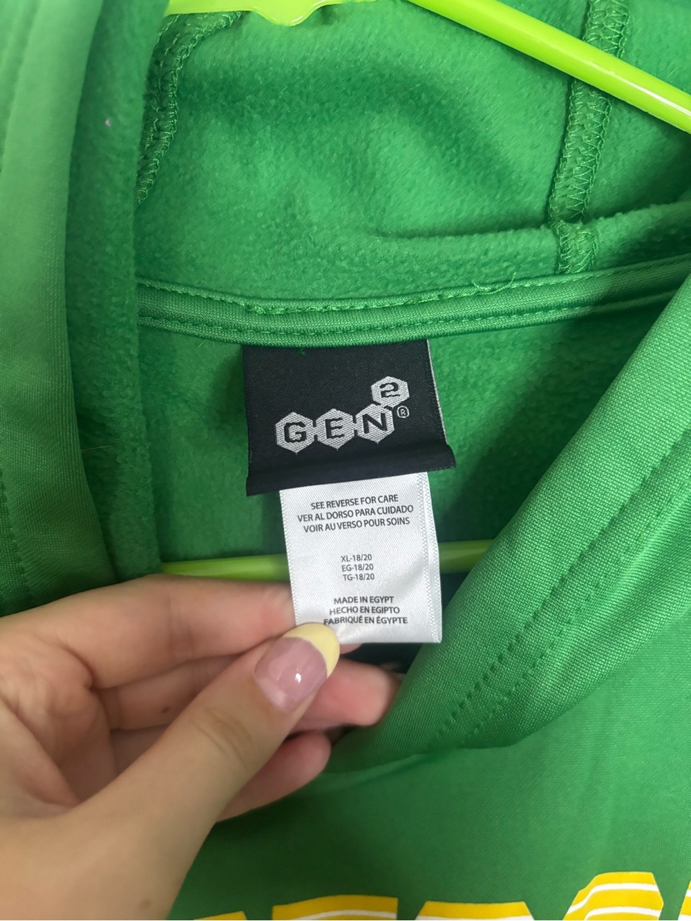 Oregon Ducks Green Hooded Pullover Sweatshirt 18/20 XXL Mens small - Picture 3 of 3